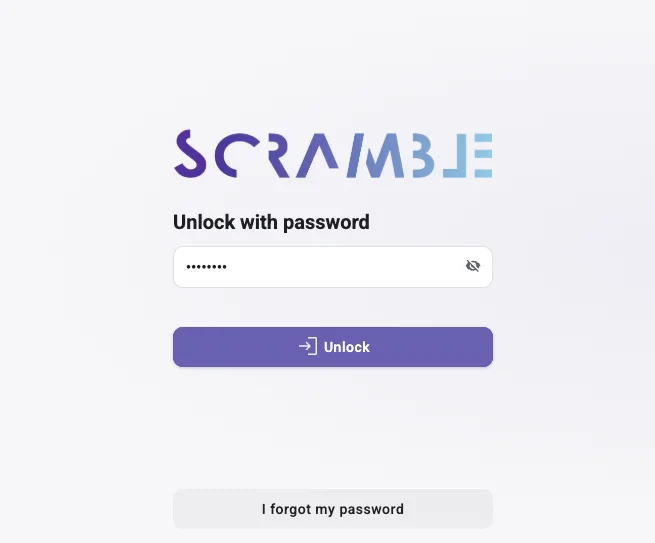 Scramble Wallet, screen 1