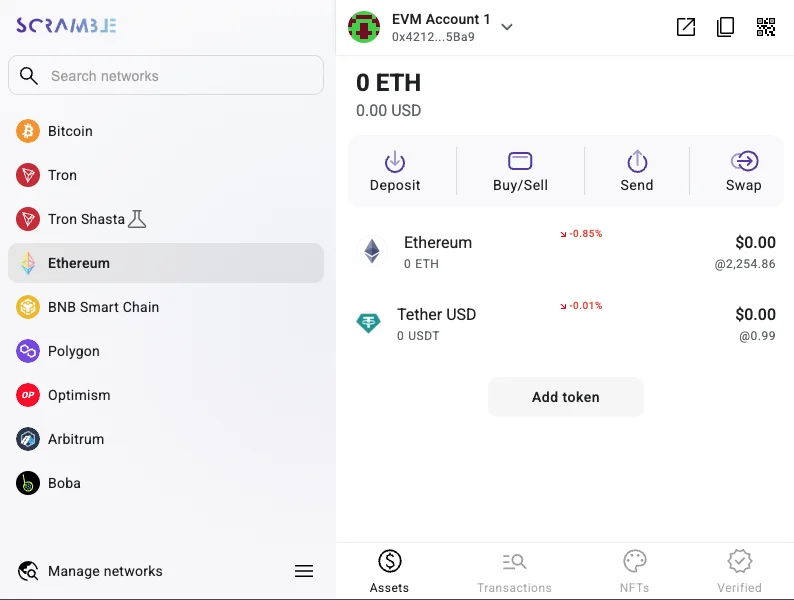 Scramble Wallet, screen 2